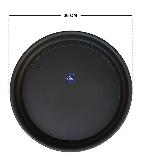 KWEL UV Treated Round Bottom Tray (Plate/Saucer) 16-inch Plastic Pot Tray Black Color