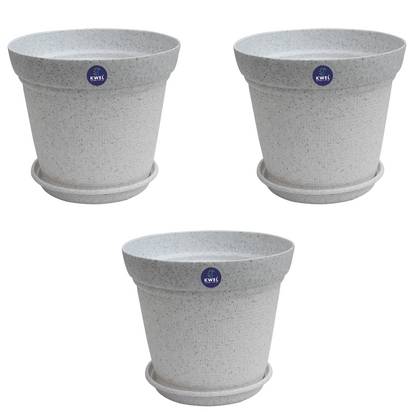 KWEL Aura Planter 8" Pots for Indoor & Outdoor Plants, Home, Office Décor, Color Stone White.