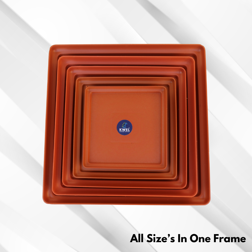 KWEL UV Treated Square Bottom Tray, Plate for Garden Saucer -Terracotta Color.