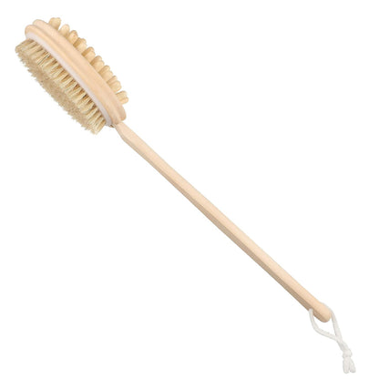 KWEL Wooden Double-sided Bath Brush With Massager and Detachable Long Handle | Natural Bristles | Dry Brushing Removes Dead Skin, Treats Cellulite & Stimulates Blood Flow