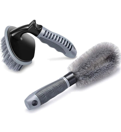 KWEL Tire & Alloy Wheel Cleaning Brush Set | Motorcycle or Bicycle Tire Brush Washing Brush | Scratch-Free Car Detailing Brushes for Tyres, Rims & Wheels