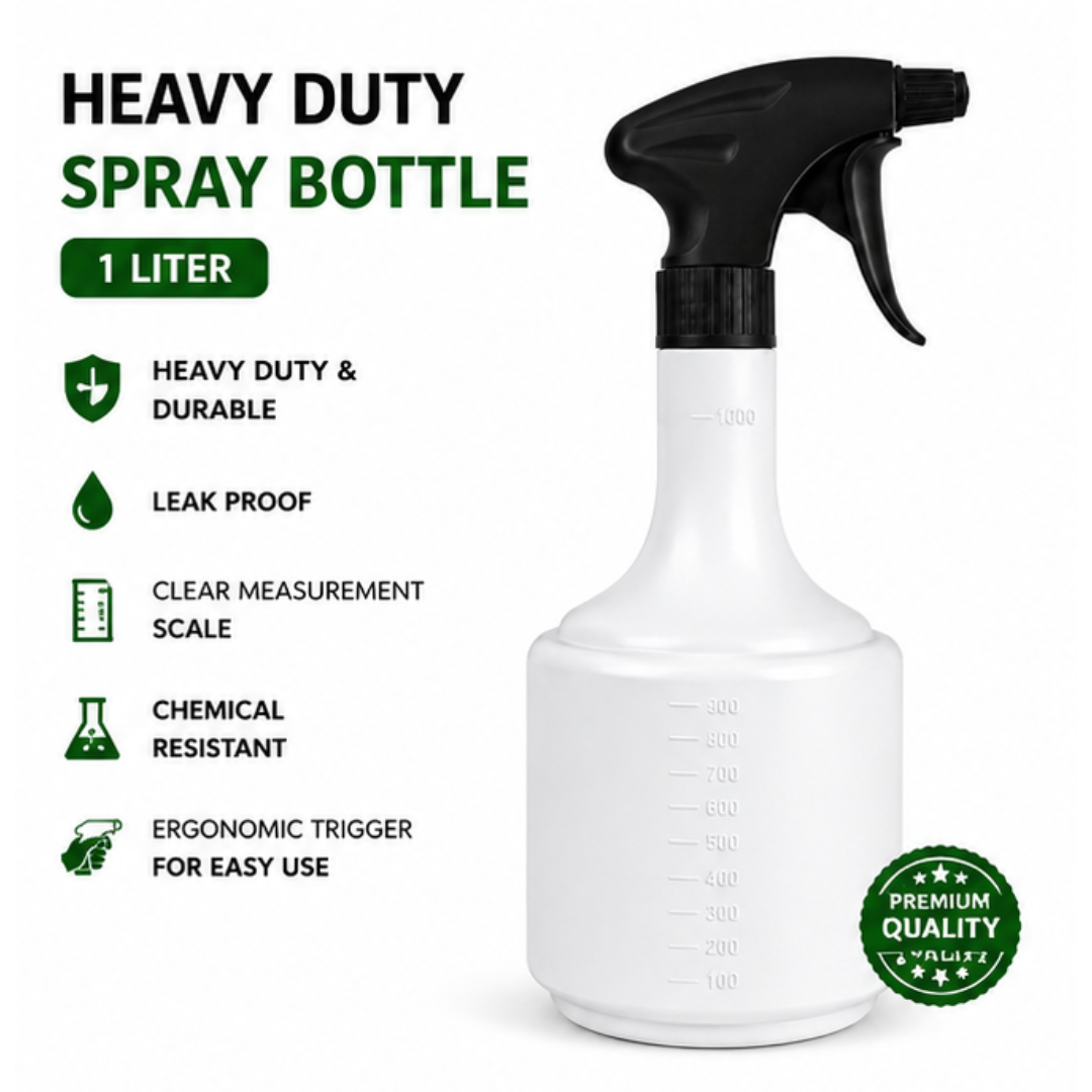 KWEL 1 Litre Heavy Duty Spray Bottle with Adjustable Mist & Jet Nozzle | Multipurpose Trigger Sprayer