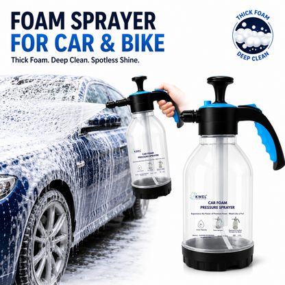 KWEL 2 Litre Foam Sprayer Combo with 100 ml Car Foam Shampoo | Manual Pressure Foam Sprayer | Thick Foam Car & Bike Washing Kit for Home & Garage