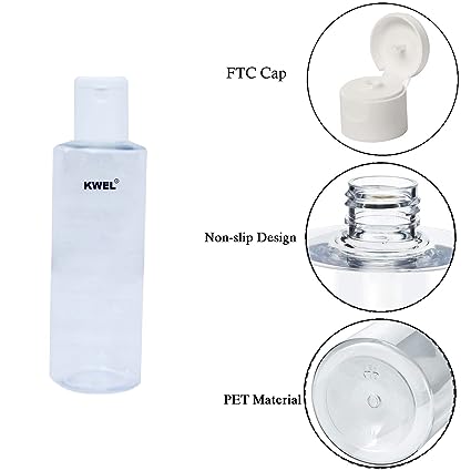 KWEL 100ml Refillable Empty Clear Plastic Sample Mini Bottle With Flip Caps