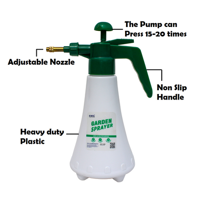 KWEL Pressure Pump Sprayer for Home Garden Plants - 1 LTR. (White) with Combo Neem oil 100ml (Pack of 1)