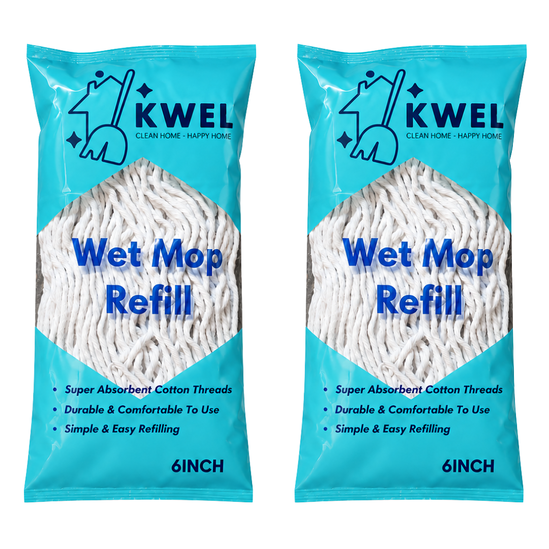KWEL Wet mop Refill (250 Gm) For Floor mopping, (White)