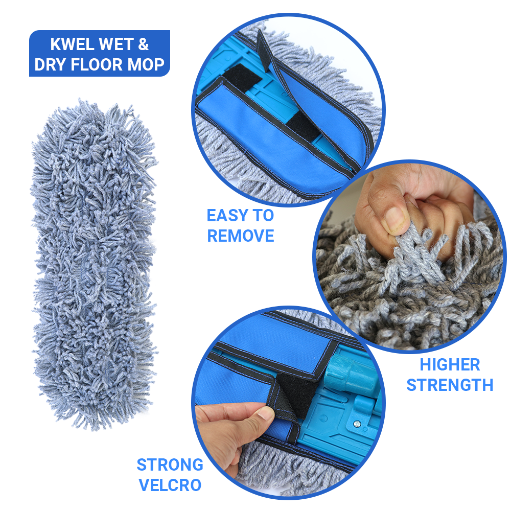 KWEL Dry Floor Mop Set With one Refill Extra for Cleaning Living Room Office Home