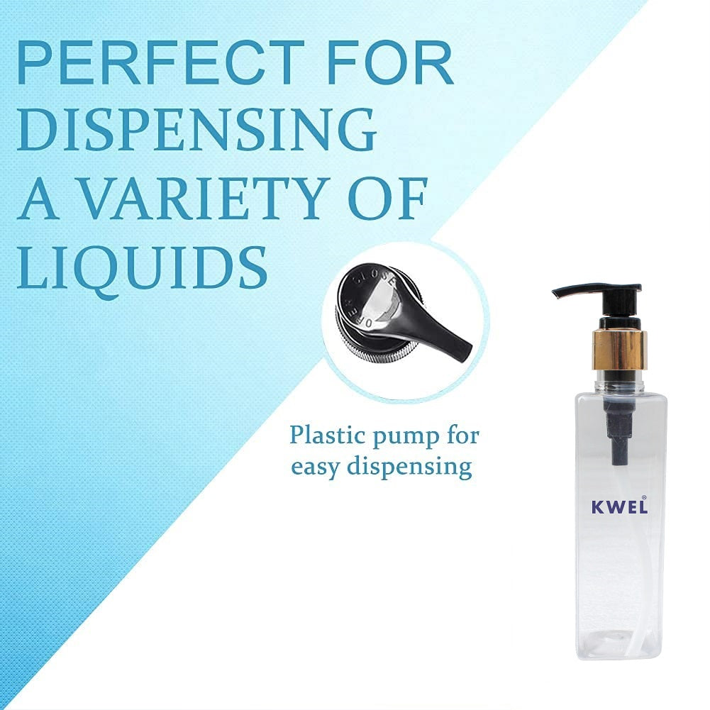 KWEL Empty Transparent Refillable Pump Bottles, Durable Refillable Containers for Liquid Soap, Shampoo,Lotions,Sanitizer,Hand wash, 200ml (Pack of 3)