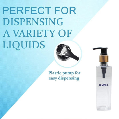 KWEL Empty Transparent Refillable Pump Bottles, Durable Refillable Containers for Liquid Soap, Shampoo,Lotions,Sanitizer,Hand wash, 200ml (Pack of 3)