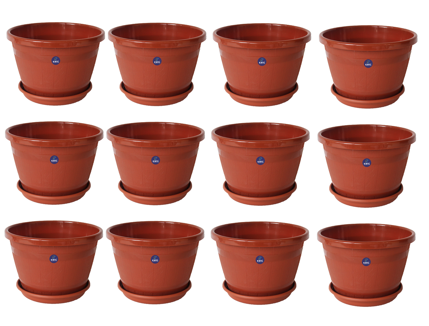 KWEL Barrel 10inch Plastic Planter Pot for Garden Balcony - Terracota