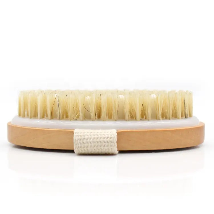 KWEL Wooden Double-sided Bath Brush With Massager and Detachable Long Handle With combo Wooden Bath Brush Oval With massager (Pack of 1)