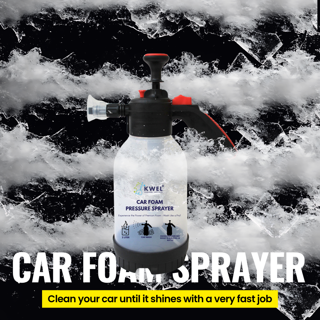 KWEL Foam Pump Sprayer 2 Litter with 100ml Car Shampoo (Pack of 1) – High-Pressure Bottle for Car Wash, Bike Wash, Car Cleaning, Foam Sprayer, and Detailing