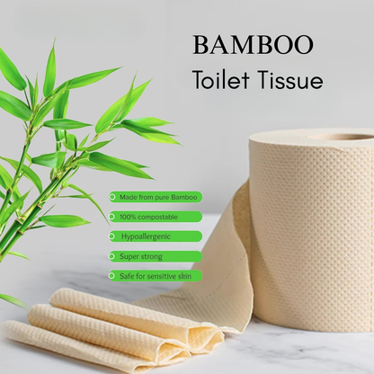 KWEL Bamboo Toilet Paper Roll | 2 Ply Soft Tissue | 250 Sheets per Roll | Eco Friendly Unbleached Toilet Tissue | Septic Safe Bathroom Tissue | Pack of 4