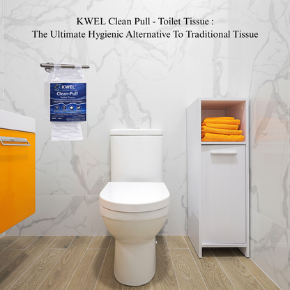 KWEL Clean-Pull Toilet Tissue | 2 Ply Soft Bottom Pull Tissue | 300 Pulls per Pack | Splash Proof Hygienic Toilet Paper | 12 x 20 cm Sheets | Pack of 2