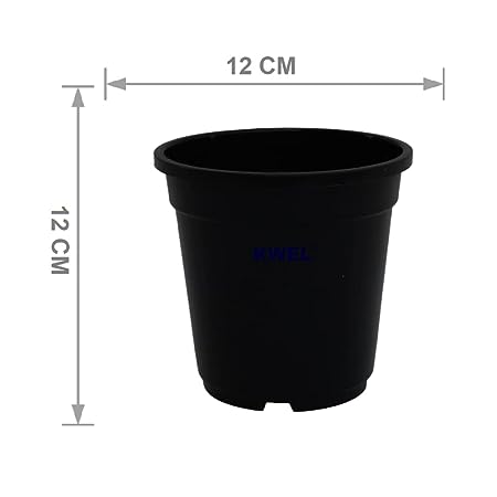 KWEL Nursery Pot 6-inch Plastic Black Color (Pack of 8)