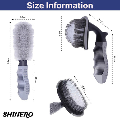 KWEL Tire & Alloy Wheel Cleaning Brush Set | Motorcycle or Bicycle Tire Brush Washing Brush | Scratch-Free Car Detailing Brushes for Tyres, Rims & Wheels