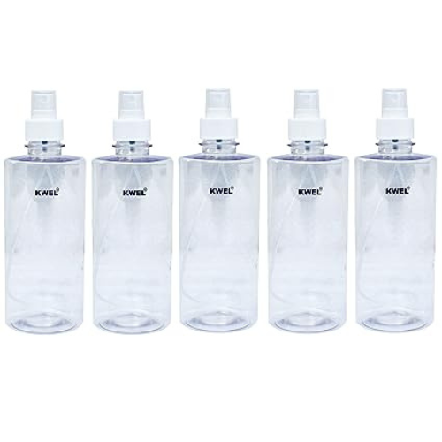 KWEL 300ml Refillable Spray Bottle With Dust Cap For Fine Mist Perfume Atomizer Sanitizer Travel Beauty Makeup Empty Mini Transparent Spray Bottle (Pack of 5)