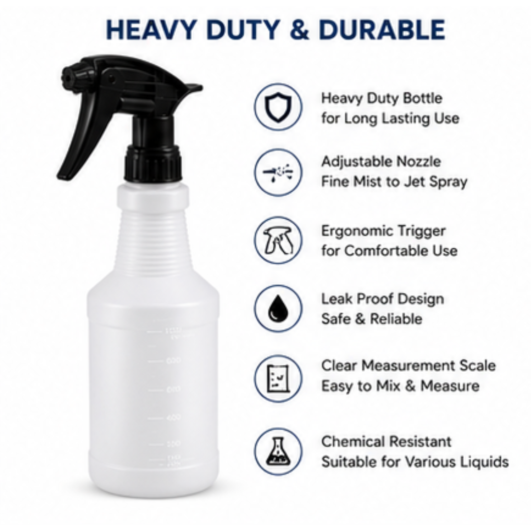 KWEL 1 Litre Heavy Duty Spray Bottle | Adjustable Trigger Sprayer for Home, Garden & Cleaning Use | Durable Multipurpose Water Sprayer Bottle | Pack of 1