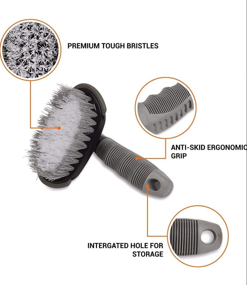 KWEL Tire & Alloy Wheel Cleaning Brush Set | Motorcycle or Bicycle Tire Brush Washing Brush | Scratch-Free Car Detailing Brushes for Tyres, Rims & Wheels