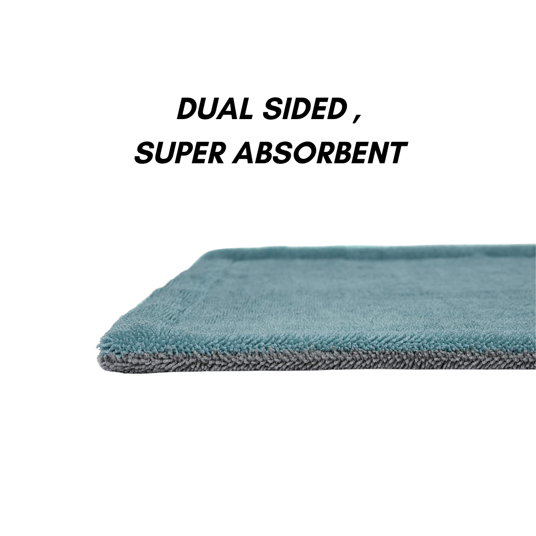 KWEL Microfiber Cloth for Car - Puremagic 1200 GSM Twisted Loop Super Absorbent Towel - Edgeless Design with Plush Pile, Lint Free Cloth for Drying & Detailing, Transparent
