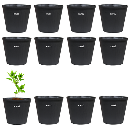 KWEL N Pot for Home Garden | Planters for Outdoor Balcony and Nursery | Flower Planting Pots Black Colour