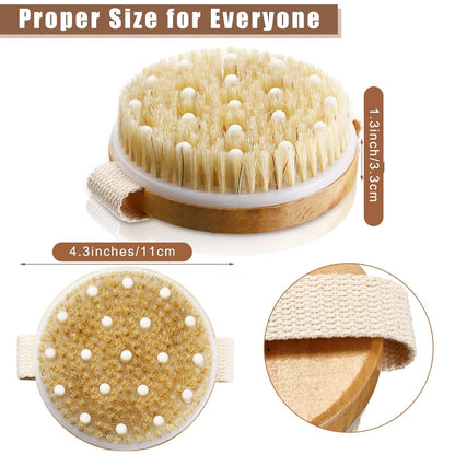 KWEL Wooden Bath Brush for Dry brushing | Wet and Dry Bath Brush for Cellulite and Lymphatic, Suitable for all Skin Types (Round)