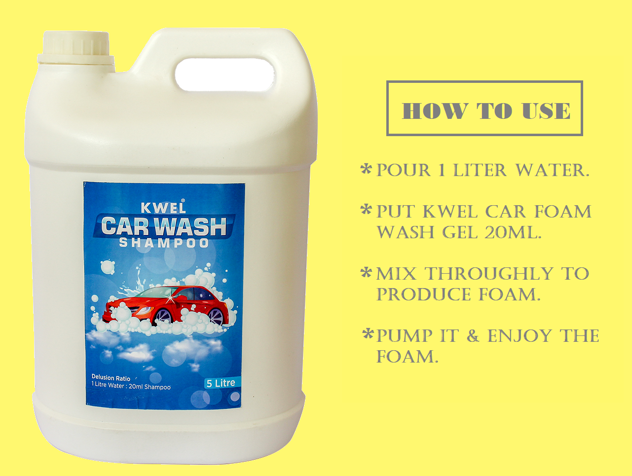 KWEL Car & Bike - wash Shampoo Generates thick & Consistent Foam With Shine Enhancing Formula