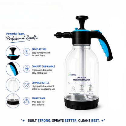 KWEL 2 Litre Foam Sprayer Combo with 100 ml Car Foam Shampoo | Manual Pressure Foam Sprayer | Thick Foam Car & Bike Washing Kit for Home & Garage