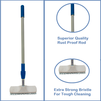 KWEL Cleaning Heavy Duty Hardy Brush with Telescopic Rod (Pack of 1) White