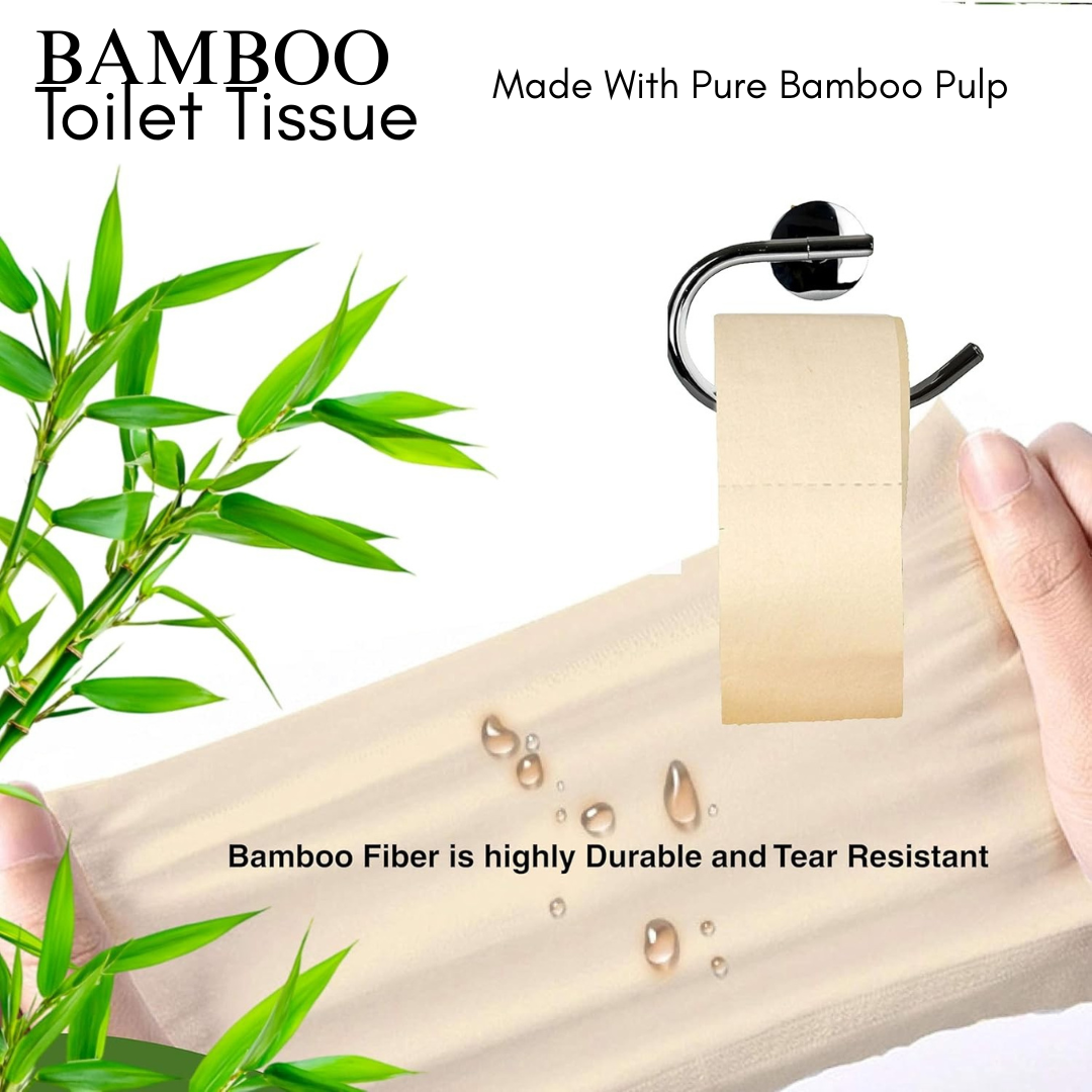 KWEL Bamboo Toilet Paper Roll | 2 Ply Soft Tissue | 250 Sheets per Roll | Eco Friendly Unbleached Toilet Tissue | Septic Safe Bathroom Tissue | Pack of 4