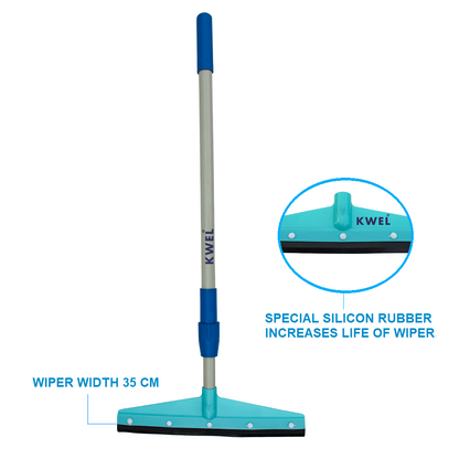 KWE Telescopic Floor & Bathroom Squeeze With 1 Extra Wiper Head (Multicolour)