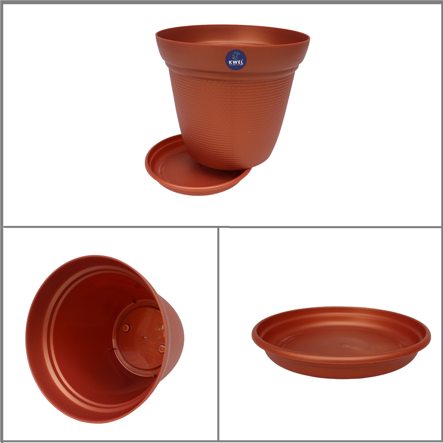 KWEL Aura Planter 10" Pots for Indoor & Outdoor Plants, Home, Office Décor, Color Terracotta.