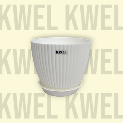 KWEL Pearl 7" Plastic Round Flower Pots for Home Planters, Terrace, Garden Etc | White.