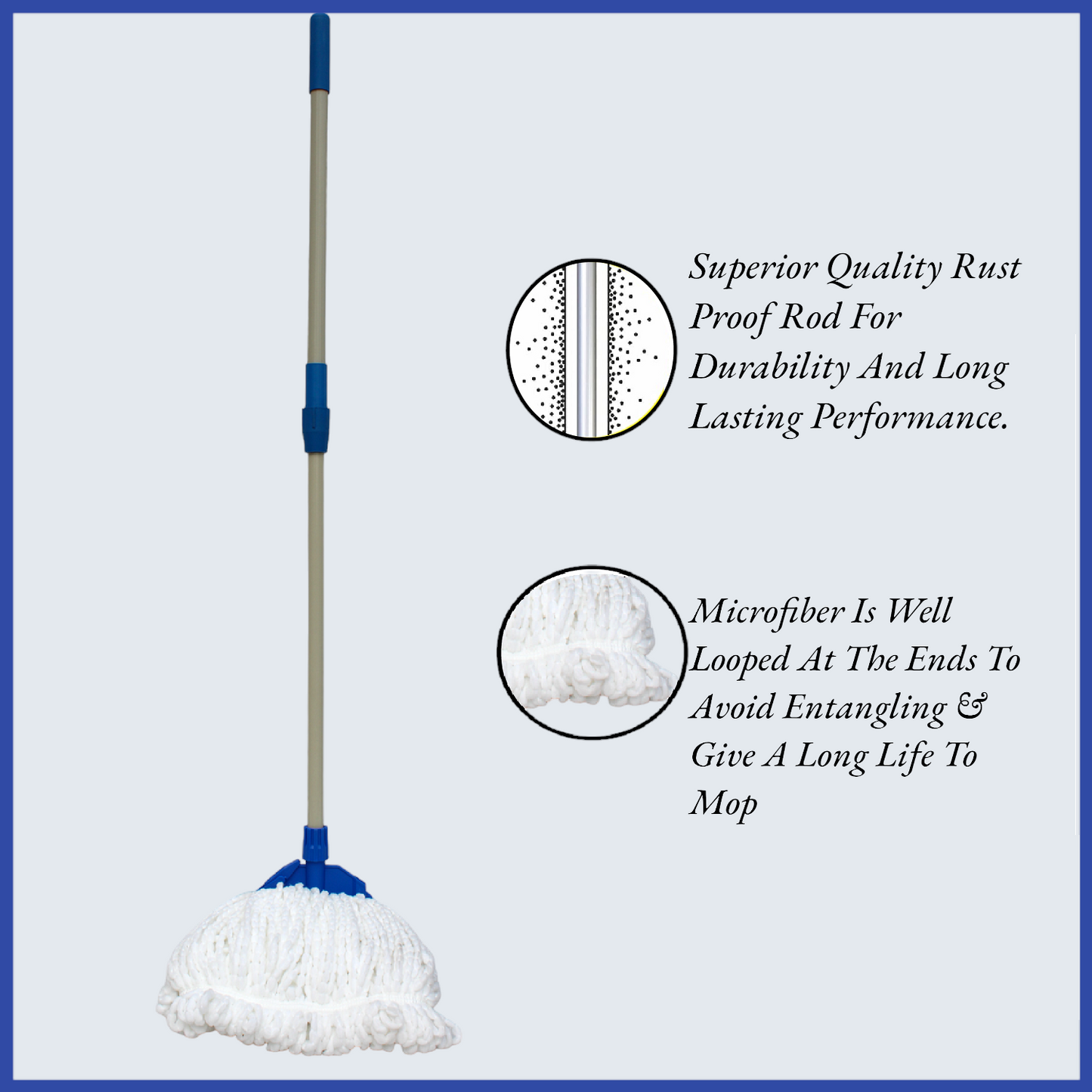 KWEL refillable Microfiber Mop to Cover Large Cleaning Area at Home, Office, Kitchen with Long Telescopic Handle 1 Extra Refill