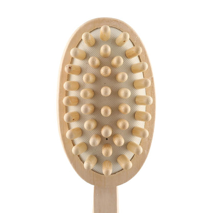 KWEL Wooden Double-sided Bath Brush With Massager and Detachable Long Handle With combo Wooden Bath Brush Oval With massager (Pack of 1)