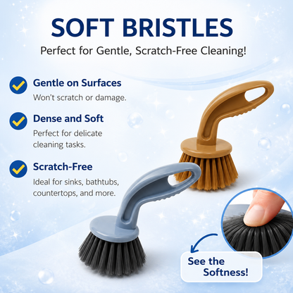 KWEL Kitchen & Bathroom Cleaning Brush | Plastic Sink Scrub Brush for Wash Basin, Tiles, Countertops & Dishes | Strong Bristles | Pack of 2 | Multicolor