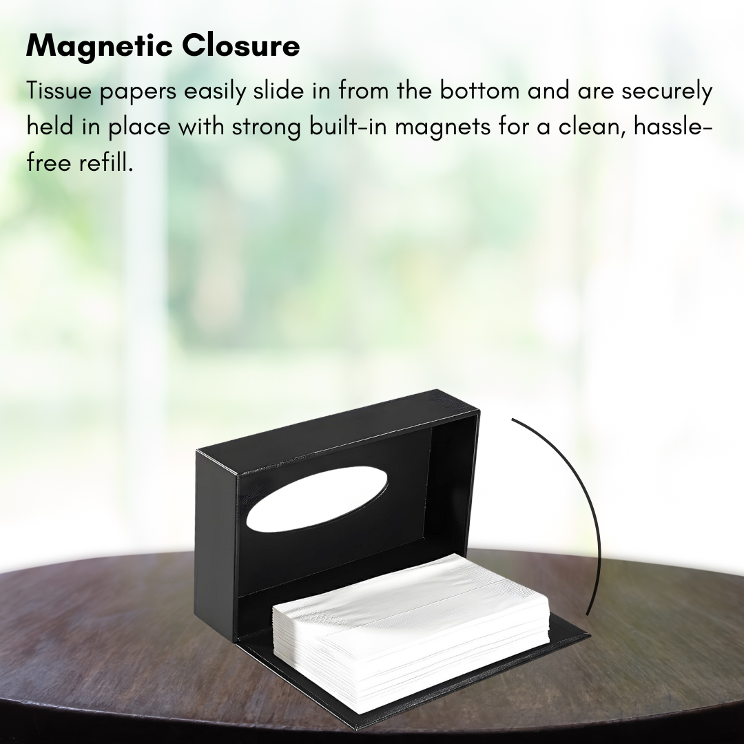 KWEL Rectangular Leather Tissue Box Holder for Dining Table | Water Resistant Face Wipes/Tissue Dispencer for Office Desks |with 80 Pulls Tissue Paper 1Pkt