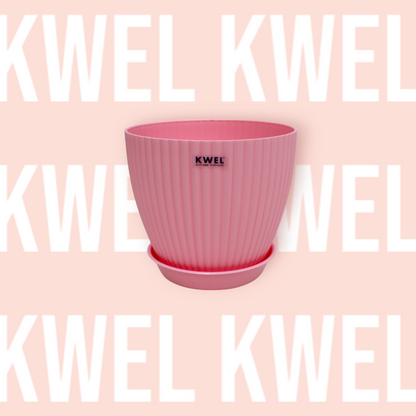 KWEL Pearl 7" Plastic Round Flower Pots for Home Planters, Terrace, Garden Etc | Pink.