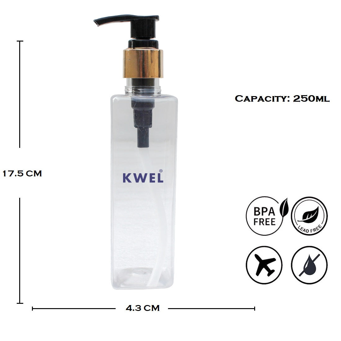 KWEL Empty Transparent Refillable Pump Bottles, Durable Refillable Containers for Liquid Soap, Shampoo,Lotions,Sanitizer,Hand wash, 200ml (Pack of 3)