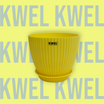 KWEL Pearl 7" Plastic Round Flower Pots for Home Planters, Terrace, Garden Etc | Yellow.