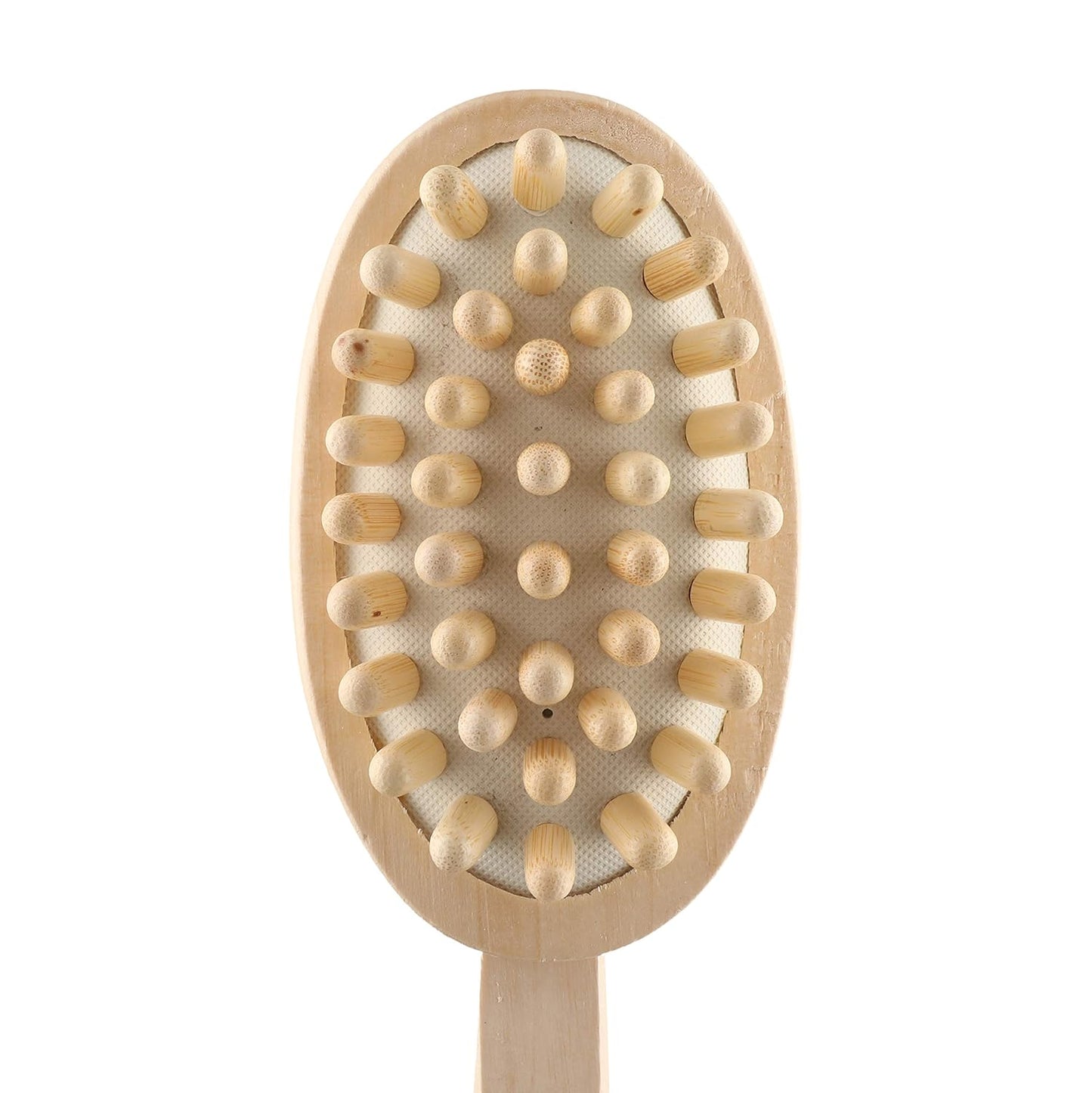 KWEL Wooden Double-sided Bath Brush With Massager and Detachable Long Handle | Natural Bristles | Dry Brushing Removes Dead Skin, Treats Cellulite & Stimulates Blood Flow