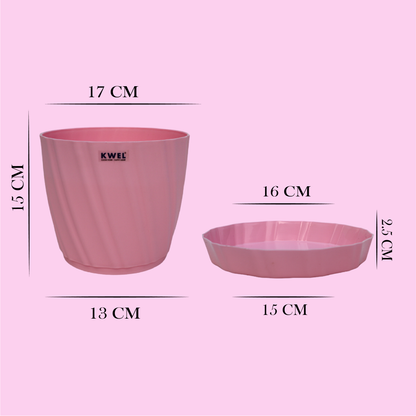 KWEL Glory 7" Plastic Round Flower Pots for Home Planters, Terrace, Garden Etc | Pink.