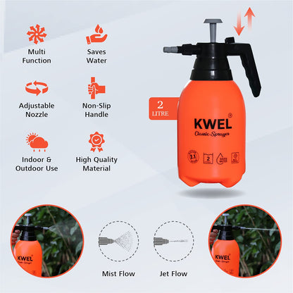 KWEL Multipurpose Gardening  Classic Sprayer (2 Liter)- (Orange) with 500ml Aqua Spray Bottle 1