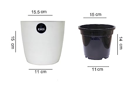 KWEL Deco Self Watering Flower pots 6” Virgin Plastic Indoor Outdoor Balcony Flower Pot with Outer and Inner Flower- Pack of 4