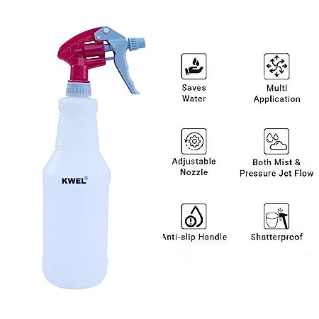 KWEL Car Detailing Unbreakable Plastic Empty Spray Bottles Double-Shot Trigger For Multipurpose Sprayer (Pack of 2)