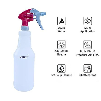 KWEL Car Detailing Unbreakable Plastic Empty Spray Bottles Double-Shot Trigger For Multipurpose Sprayer (Pack of 2)