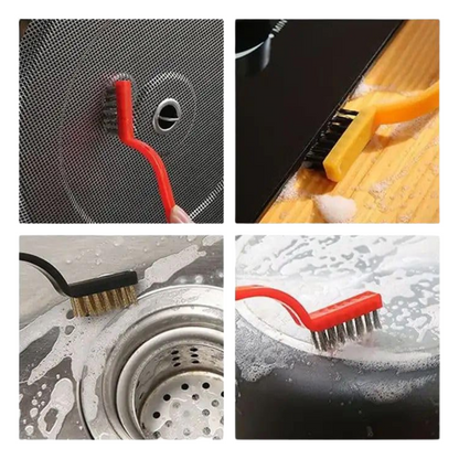 KWEL 3-in-1 Mini Wire Brush Set Brass, Nylon & Stainless Steel Bristles | Heavy-Duty Cleaning Brushes for Kitchen Gas Stove, Grill, Rust, BBQ & Metal Surface Cleaning Tool Kit (Pack of 6)