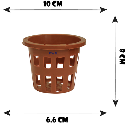 KWEL 4 Inch Net Pot Hydroponic/Aquaponic/Plant Sapling Pot Brown (Pack of 30)