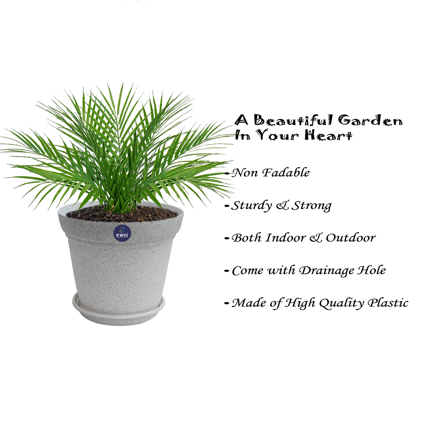 KWEL Aura Planter 12" Pots for Indoor & Outdoor Plants, Home, Office Décor, Color Stone White.