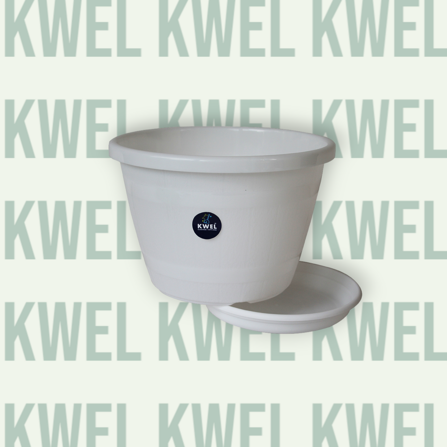 KWEL Barrel 10inch Plastic Planter Pot for Garden Balcony - White